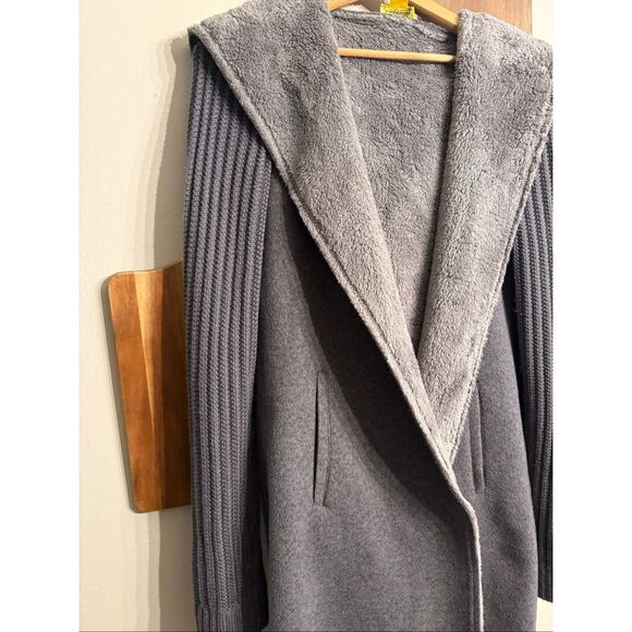 Cabela's Gray Merino Wool Blend Hooded Open Front Fleece Cardigan Sweater Small - Picture 3 of 6